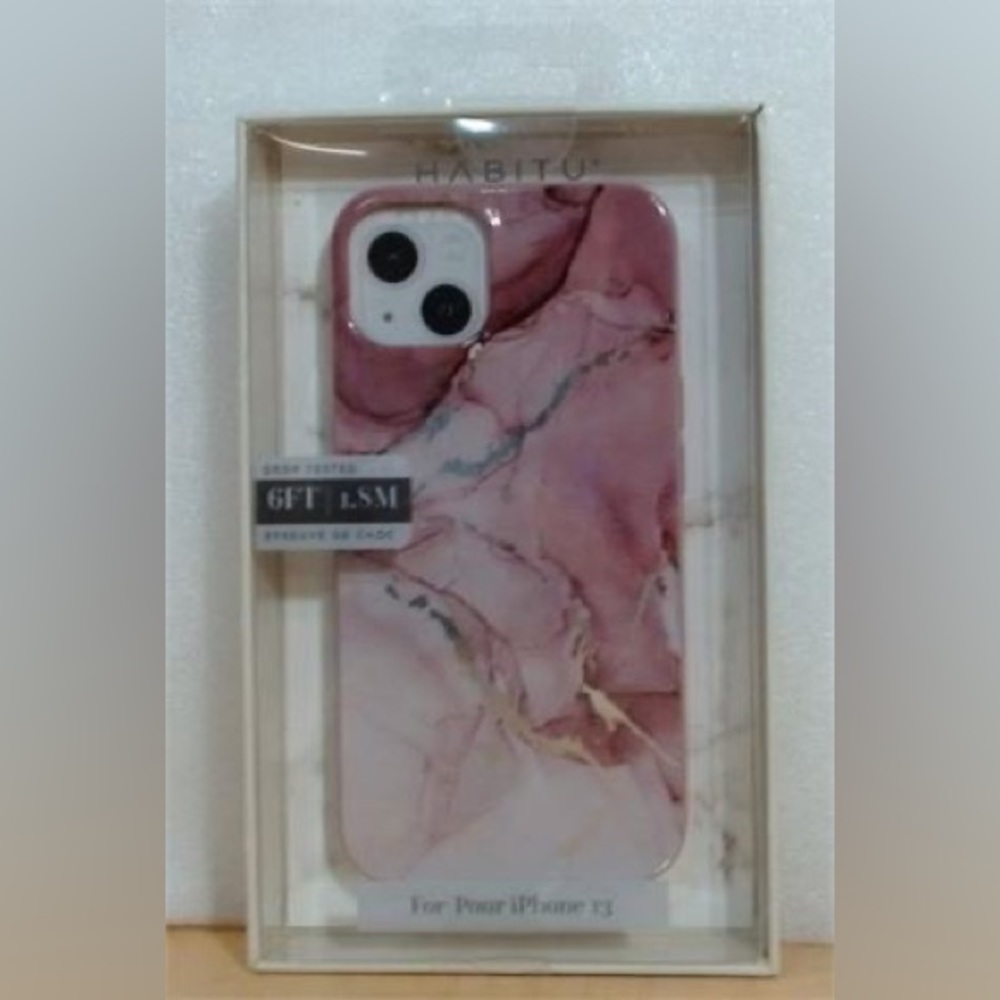 Habitu Phone Case for iPhone 13, Marble Pink